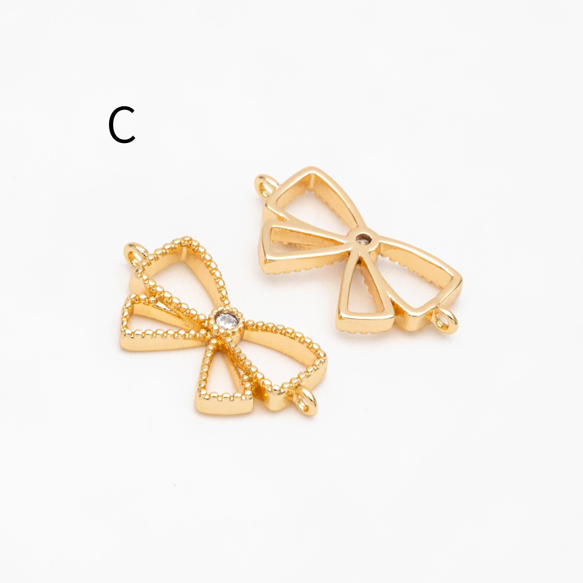 10pcs Gold/ Silver Bowknot Charms 18mm, Christmas Pendants, Bow Knot Pendant (#GB-2745)